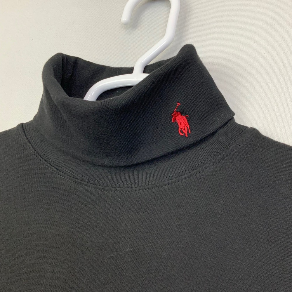 Polo Ralph Lauren Mens Sz XXL 2XL Black Turtleneck Red Pony Logo Cotton Pristine